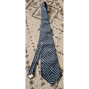 Vintage 1960s Halle Bros. Black Blue Abstract Tie